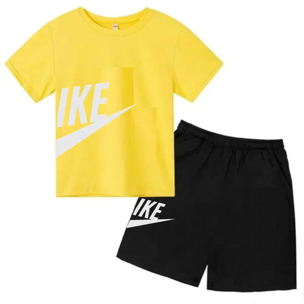 Brand Print Fan Clothes Children Teen T Shirt Suit Summer Top +shorts 2 Pcs Set Short Sleeve Casual Fashion Boys Girls Kid Set