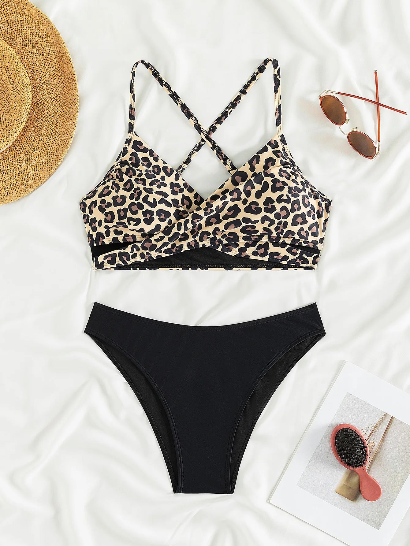 Leopard Patterned Print Bikini 2 Piece Bathing Suit