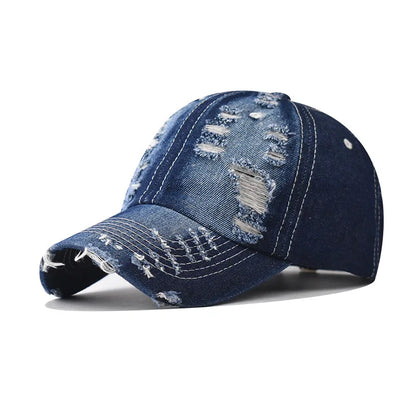 Summer Outdoor Sun Shade Washed Denim Hat For Men Snapback Trucker Hats High Quality Women Cap Worn Hole Baseball Caps