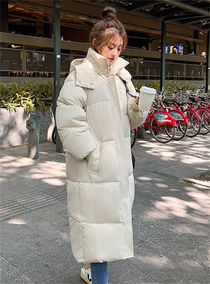 -30 degrees Winter Jacket Women Hooded Puffer Parkas X-long Jackets Casual Thick Warm Windproof Coat Female Outwear