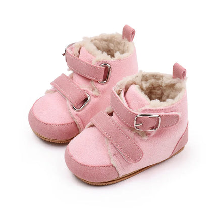 Winter Baby Shoes Boys Girls High-top Snow Boots Warm Plush Infant Toddler First Walkers 0-18 Months