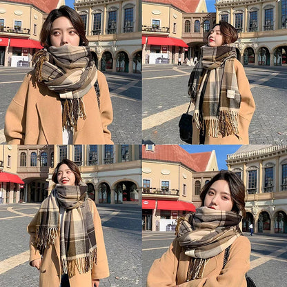 New Fashion Winter Plaid Scarf Female Autumn And Winter Everything New Casual Classic Imitation Cashmere Plaid