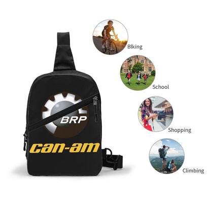 custom Motorcycle BRP Can-Am Print Sling Chest Bag Custom Crossbody Shoulder Backpack for Men Traveling Daypack