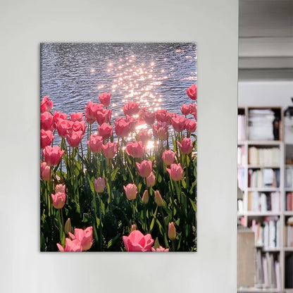 Framed Canvas Poster Pink Flower Artist Home Wall Decor Suitable for Living Room Bedroom Office Office Restaurant Bar Bathroom