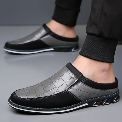 Summer Men Fashion Genuine Leather Half Shoes Slip On Moccasins Homme Casual Italian Style Dropshipping Store  Best Selling