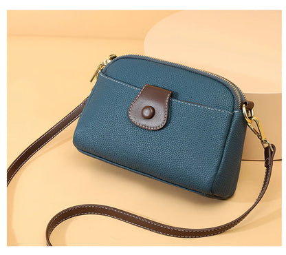 Luxury Designer Messenger Bag High Quality Genuine Leather Women's Solid Color Shoulder Bag Button decoration Cross Body Package