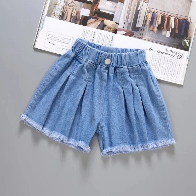 Kid 2025 Summer Denim s For Fashion Girl Princess Jeans Children Pants Shorts Flower Girls Clothing