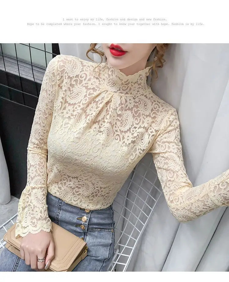 Autumn and Winter Velvet Turtleneck Bottoming Shirt Women's Thickened  Long-sleeved T-shirt Sexy Shirring Top T745