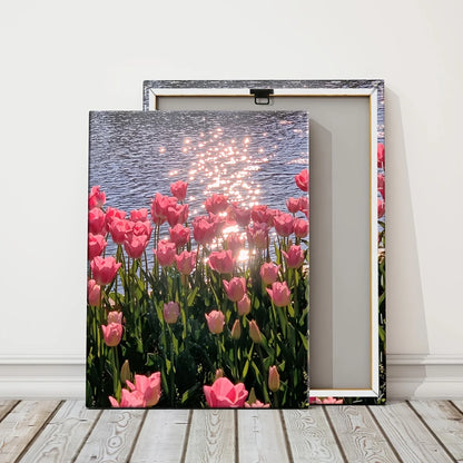 Framed Canvas Poster Pink Flower Artist Home Wall Decor Suitable for Living Room Bedroom Office Office Restaurant Bar Bathroom