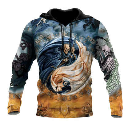 Men's Four Seasons Fashion 3D Printed Hoodie 3D Skull Print Men's Fashion Men's Horror Hoodie Top 2024