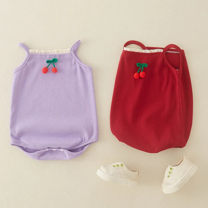 Baby Summer Clothes Newborn Girl Romper Full Moon Daytime Strap Jumpsuit Summer Thin Onesie