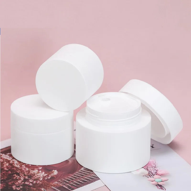 20Pcs Matte Black Skincare Face Cream Pots White Cosmetic Jar PET 30G 50G 100G Refillable Bottle Plastic Containers With Lids