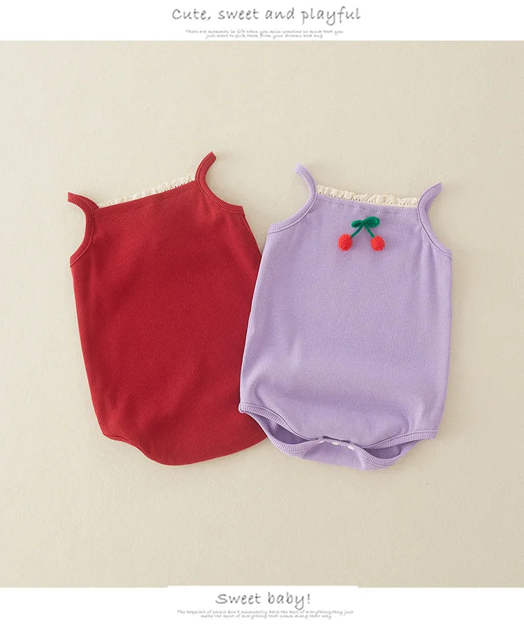 Baby Summer Clothes Newborn Girl Romper Full Moon Daytime Strap Jumpsuit Summer Thin Onesie