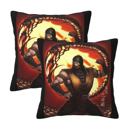 Mortal Kombat Logo 2 pcs Square Pillowcase Pillow Cover Cushion Decor Comfort Throw Pillow for Home Living Room