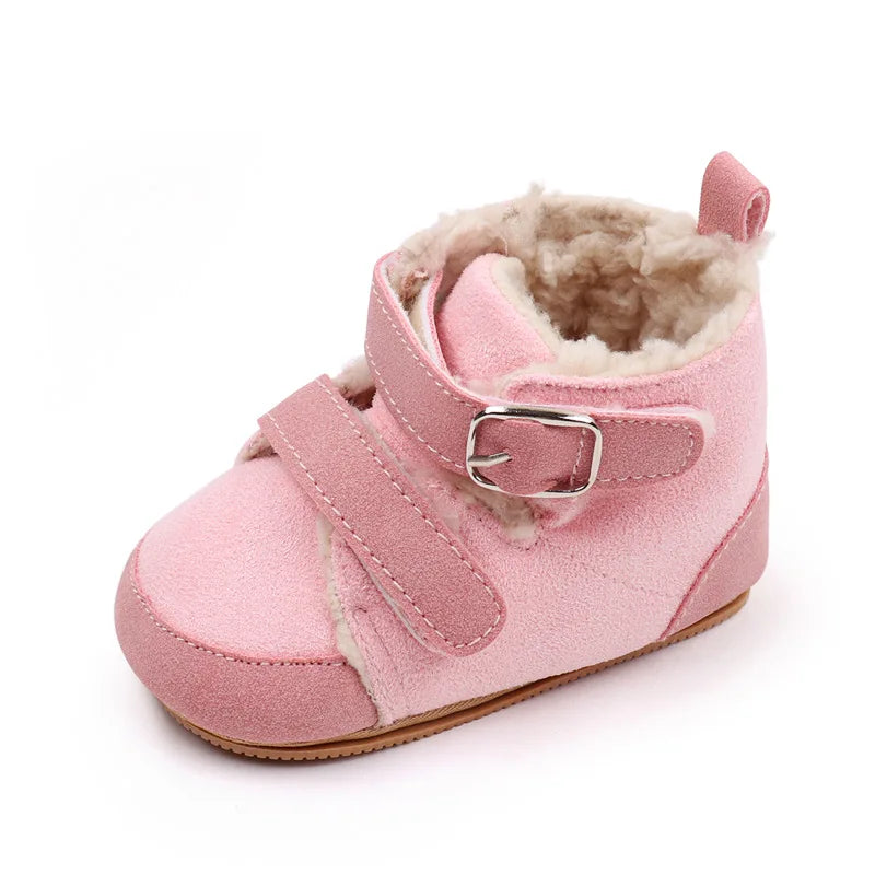 Winter Baby Shoes Boys Girls High-top Snow Boots Warm Plush Infant Toddler First Walkers 0-18 Months