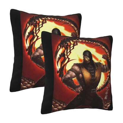 Mortal Kombat Logo 2 pcs Square Pillowcase Pillow Cover Cushion Decor Comfort Throw Pillow for Home Living Room