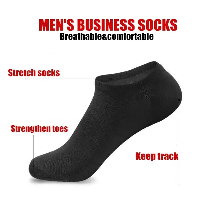 20Pcs/ Men's Socks Spring Summer Thin Breathable Soft Polyester Cotton Socks Black Casual Business Ankle Boat Socks Size EU38-45