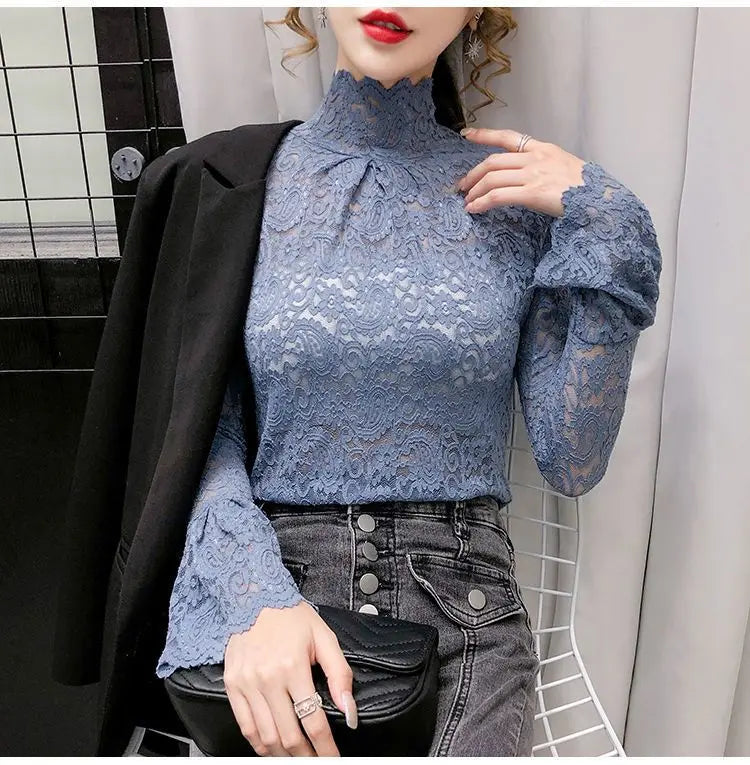 Autumn and Winter Velvet Turtleneck Bottoming Shirt Women's Thickened  Long-sleeved T-shirt Sexy Shirring Top T745