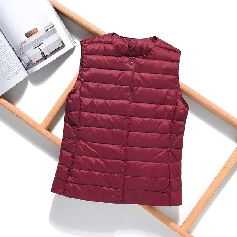 2024 New Spring Autumn Fashionable Outerwear Warm Vests Light Down Women Waistcoat Portable Warm Sleeveless Liner Casual