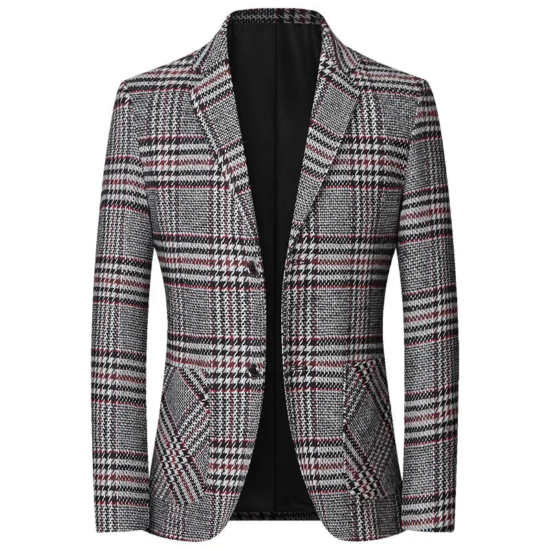 Men Plaid Business Casual Blazers Jackets New Spring Autumn Male Suits Coats High Quality Male Slim Blazers Jackets Coats 4XL