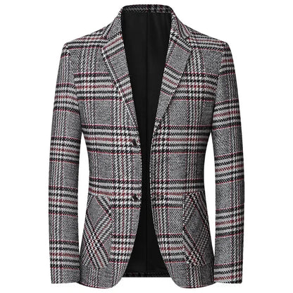 Men Plaid Business Casual Blazers Jackets New Spring Autumn Male Suits Coats High Quality Male Slim Blazers Jackets Coats 4XL