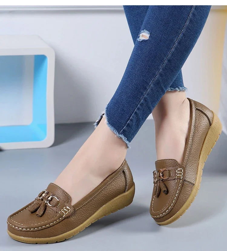 Genuine Leather Flats Tassel Loafers