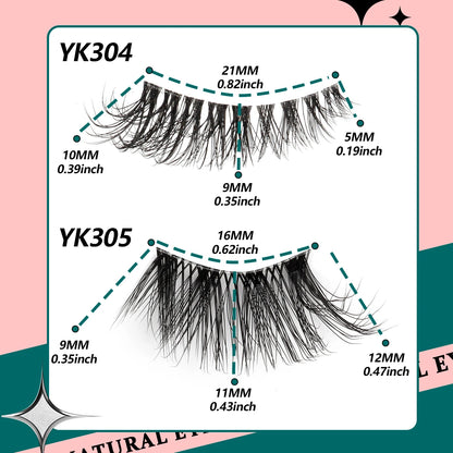 YSDO 3/10 Pairs Cat Eye Lash Wispy Half Lashes Natural False Eyelashes Extensions Fluffy Volume 3D Mink Lashes Makeup Faux Cils