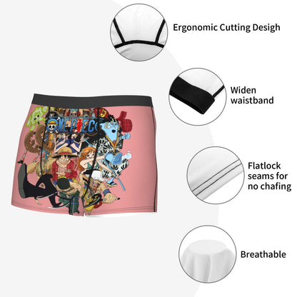 Best One Collage Collection Poster Man's Boxer Briefs Luffy Highly Breathable Underpants Top Quality Print Shorts Birthday Gifts