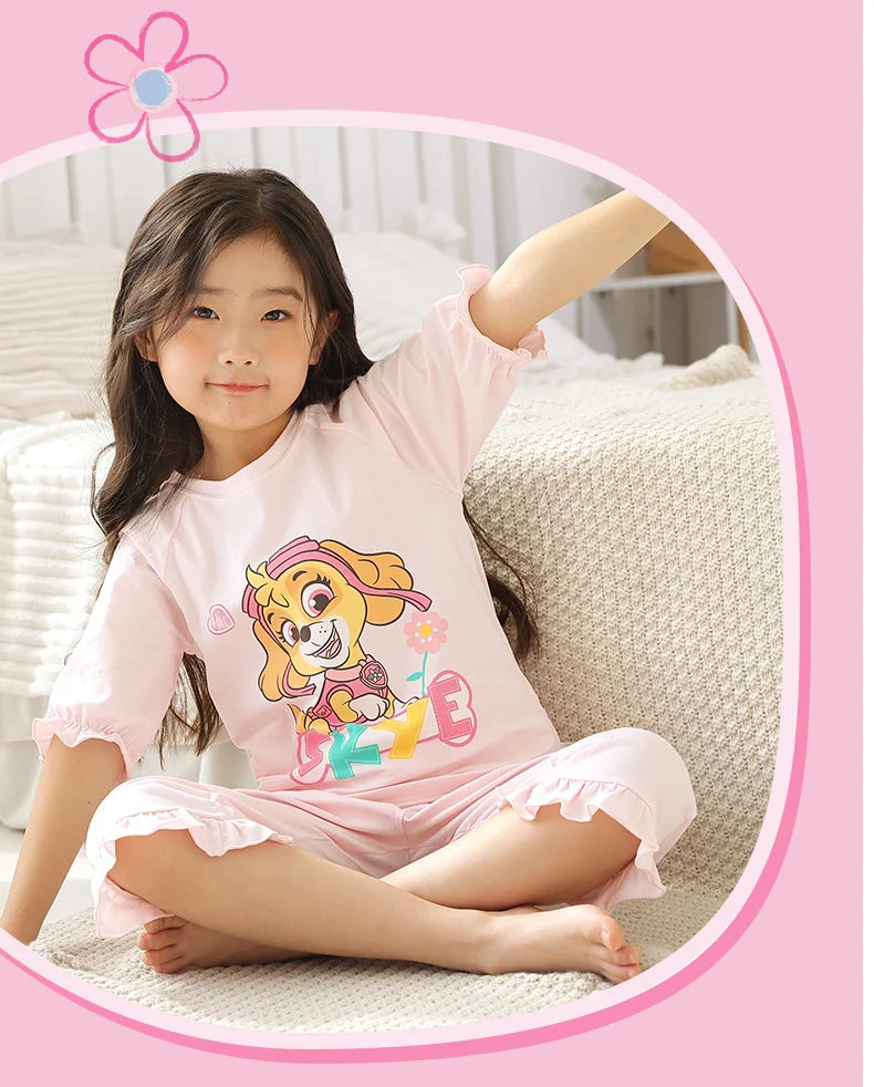 Genuine Paw Patrol Skye Chase Thin Children's Pajamas Sets Spring Summer Cartoon Students Tops Pants Kids Boys girls Sleepwear