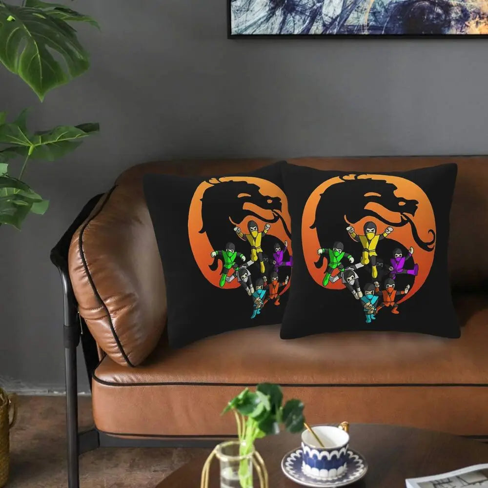 Mortal Kombat Logo 2 pcs Square Pillowcase Pillow Cover Cushion Decor Comfort Throw Pillow for Home Living Room