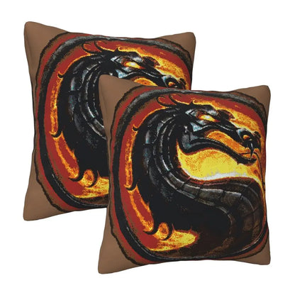 Mortal Kombat Logo 2 pcs Square Pillowcase Pillow Cover Cushion Decor Comfort Throw Pillow for Home Living Room