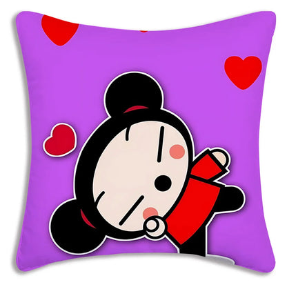 Pillow Covers Cartoon Kawaii Pucca Anime Manga Sofa Decorative Home Double-sided Printing Short Plush Cute Cushion Cover