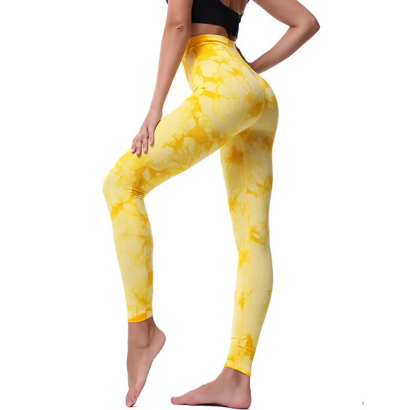 Stretchy High Waist Women Gym Yoga Leggings Seamless Athletic Exercise Fitness Pants Eye Catching Trainning Leggings