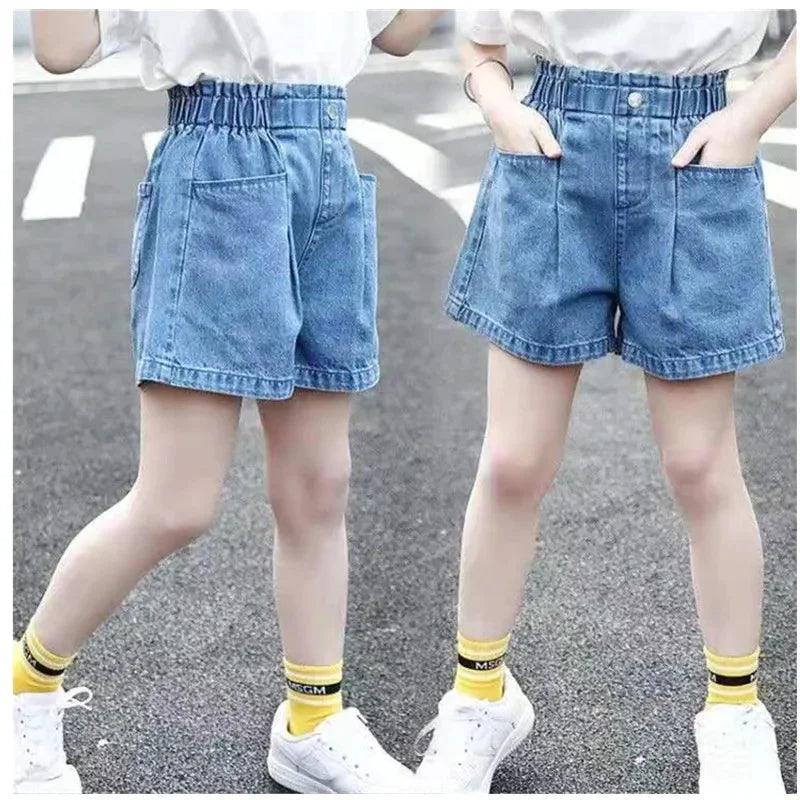 Kid 2025 Summer Denim s For Fashion Girl Princess Jeans Children Pants Shorts Flower Girls Clothing