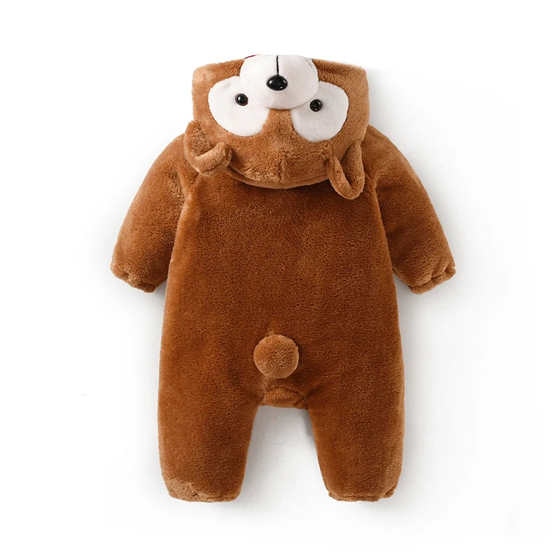 Anime Bear Baby Girl Boy Clothes Romper Lovely Infant Baby Onesie Bodysuit Newborn Zipper Hooded Flannel Cosplay Jumpsuits