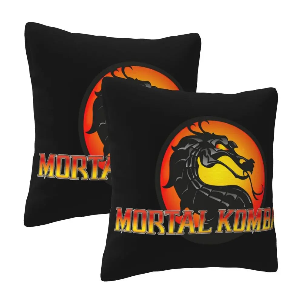 Mortal Kombat Logo 2 pcs Square Pillowcase Pillow Cover Cushion Decor Comfort Throw Pillow for Home Living Room