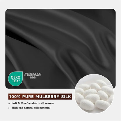 Smooth 3Pcs Set Mulberry Silk Bedding Sheet Set, High End 1Pc Fitted Sheet and 2Pcs Pillowcase, Bed Mattress Cover 140/160/200cm