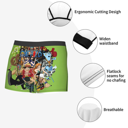 Best One Collage Collection Poster Man's Boxer Briefs Luffy Highly Breathable Underpants Top Quality Print Shorts Birthday Gifts