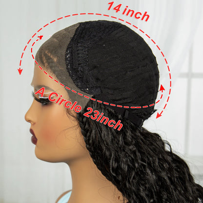 26 Inch Natural Water Wave Synthetic Braided Wigs Lace Braided Wig Curly Knotless Box Braids Wigs With Baby Hair for Black Woman