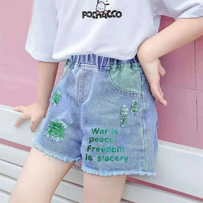 New Girls Denim Shorts Summer Kids Girl Hot Pants Clothing Baby Casual Jean Shorts 4 6 8 10 12 14 Year