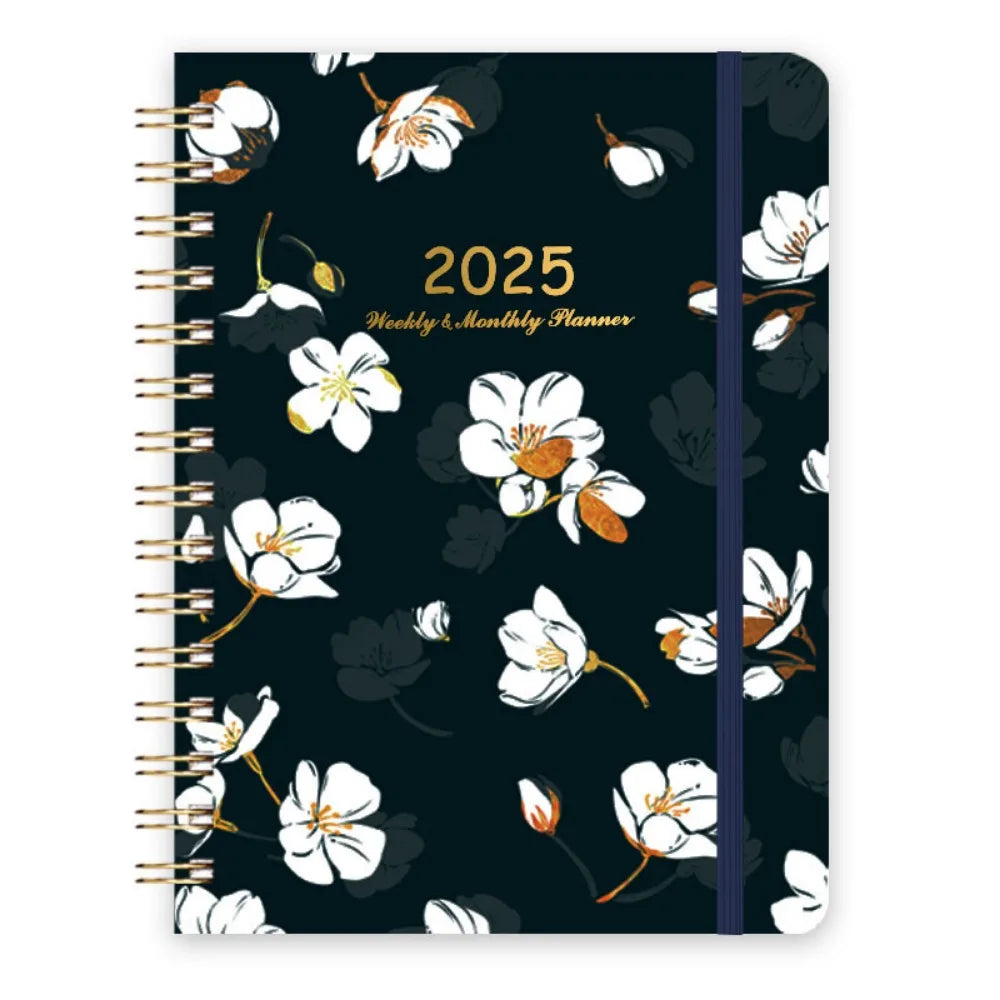 A5 2025 Planner Notebooks 140 Pages Paper 12 Months Planner Notebook Elastic Band Design Thicken 365 Days Notepad Student