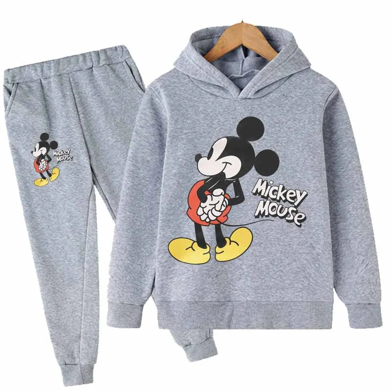 Mickey Minnie Mouse Girls Suit Kids Long Sleeve Cartoon Hoodies+Long Pants 2pcs Set Child Sports Clothing Casual Girls Outfits