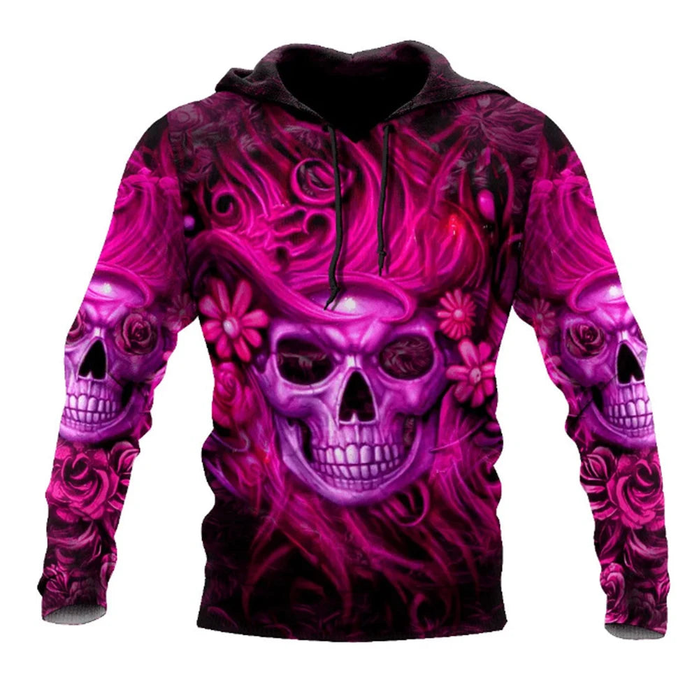 Men's Four Seasons Fashion 3D Printed Hoodie 3D Skull Print Men's Fashion Men's Horror Hoodie Top 2024