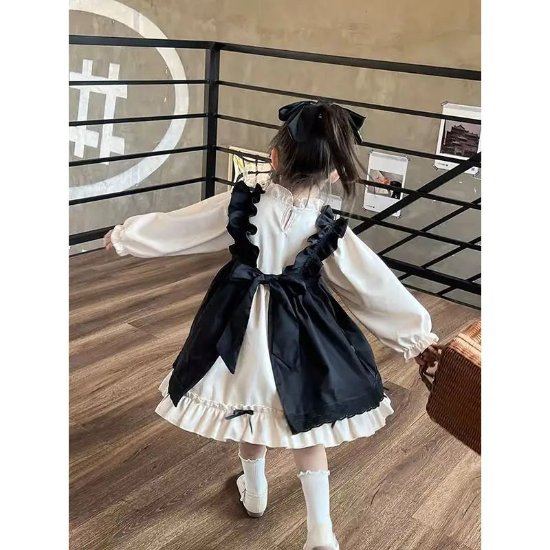 Spring Kids Girl Nolita Set 2023 New Children’s Clothing Long-sleeved Shirt + Overalls Dress 2PCS Suit Baby Girl Clothes Set