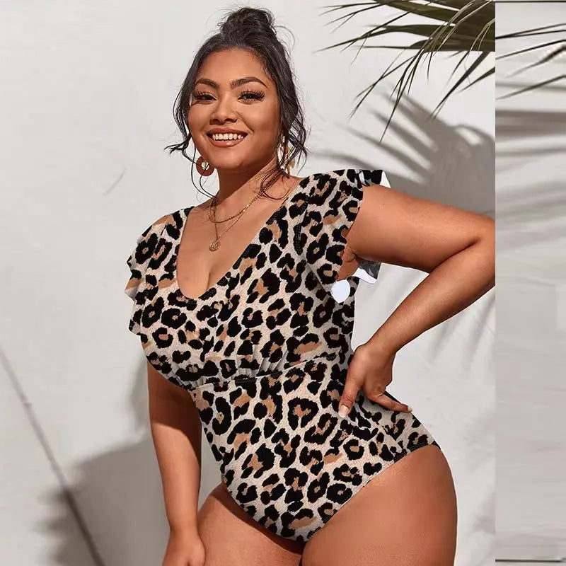 Floral Plus Size Bikini Women Leopard Printed Swimwears High Waist Sexy Fashion Beachwear Spring Summer Female Swimsuit