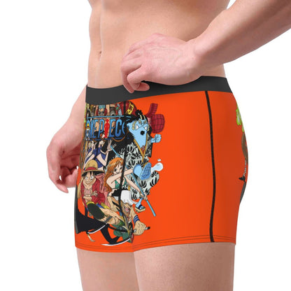 Best One Collage Collection Poster Man's Boxer Briefs Luffy Highly Breathable Underpants Top Quality Print Shorts Birthday Gifts