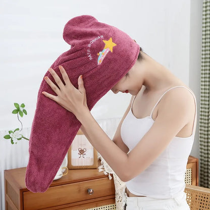 1pc Quickly Dry Hair Hat Super Absorbent Soft Bathroom Women Head Towels Girls Cute Hair Towel Hair Dry Wrap Bonnets