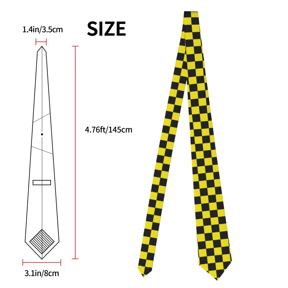 Black And White Checkerboard Pattern Ties Men Formal Silk Geometric Tartan Necktie for Office