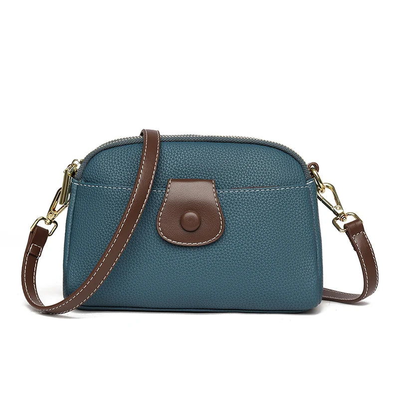 Luxury Designer Messenger Bag High Quality Genuine Leather Women's Solid Color Shoulder Bag Button decoration Cross Body Package