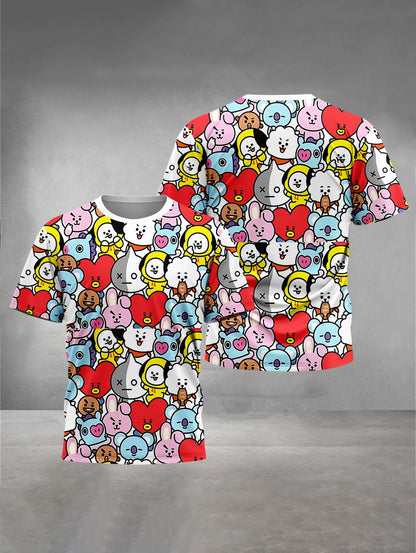 Cute Cartoon 3D Print Baby Clothing 5 to 14 Years Male Outdoor Clothes for B-BT-21-S Children Boy Girl Child T-Shirt Top Shirts